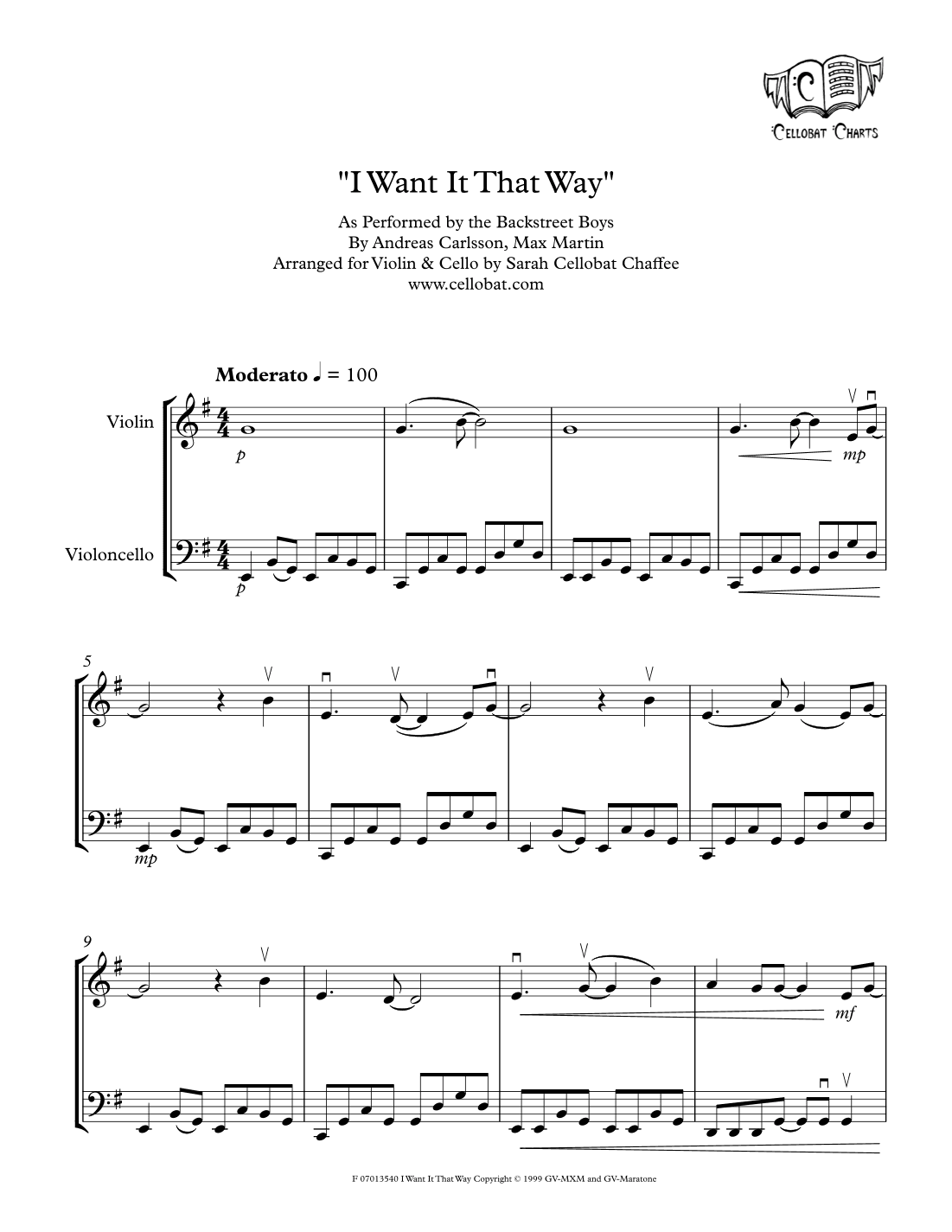 I Want It That Way (arr. Sarah Cellobat Chaffee)
