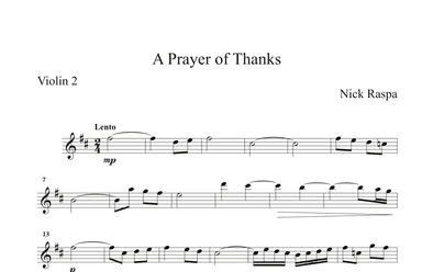 A Prayer of Thanks (Two Violins) Violin 2 part