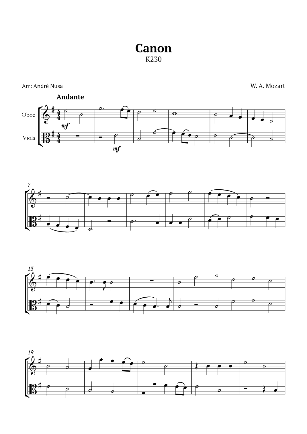 Canon K230 (arr. André Nusa)