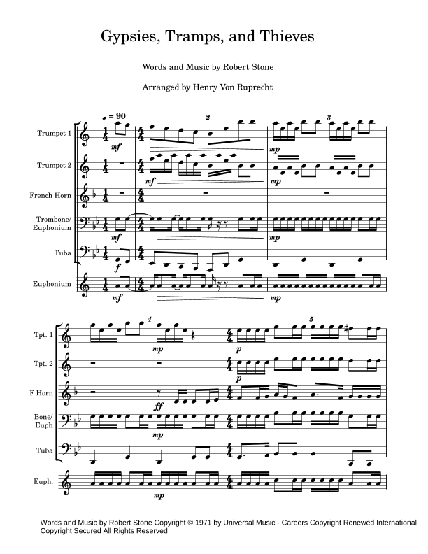 Gypsys, Tramps And Thieves (arr. Henry Von Ruprecht)