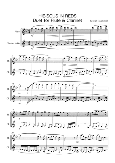 Hibiscus In Reds - Flute & Clarinet Duet