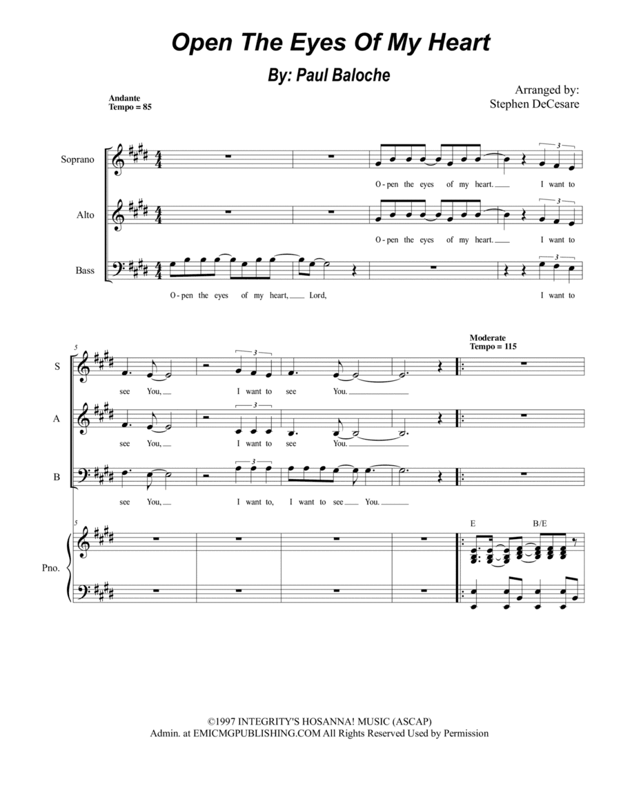 Open The Eyes Of My Heart (arr. Stephen DeCesare)
