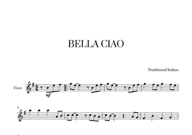 Bella Ciao for Flute Solo (arr. Cadenza Editions)