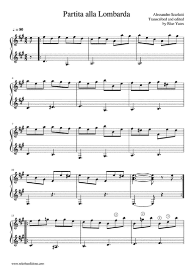 Partita alla Lombarda (Alessandro Scarlatti) (arr. Blue Yates)