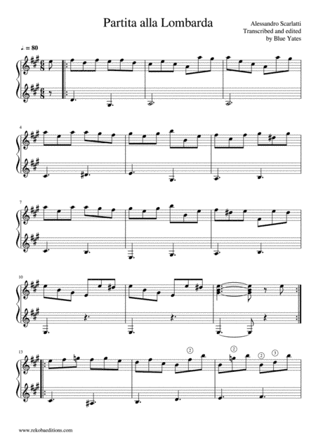 Partita alla Lombarda (Alessandro Scarlatti) (arr. Blue Yates)
