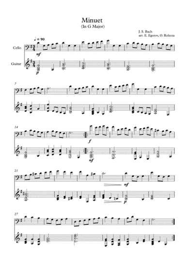 Minuet (In G Major), Johann Sebastian Bach, For Cello & Guitar