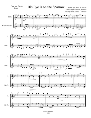 His Eye Is on the Sparrow Flute and Clarinet Duet (arr. Jeremy Corcoran)