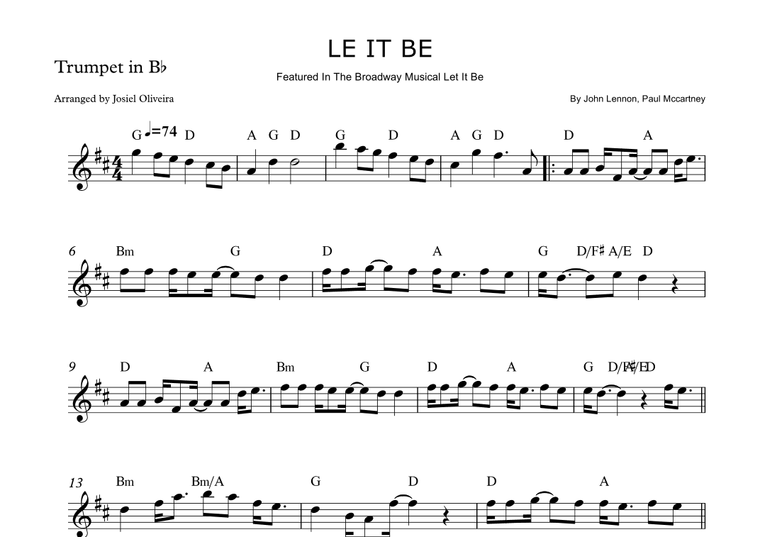 Let It Be (arr. Josiel Oliveira)
