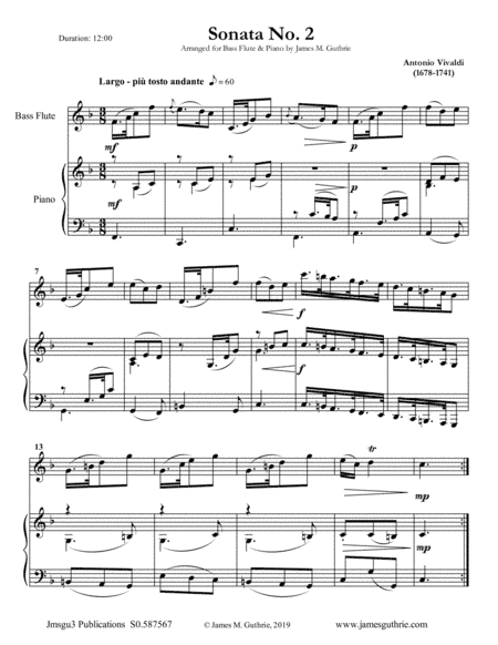 Vivaldi: Sonata No. 2 for Bass Flute & Piano (arr. James M. Guthrie)