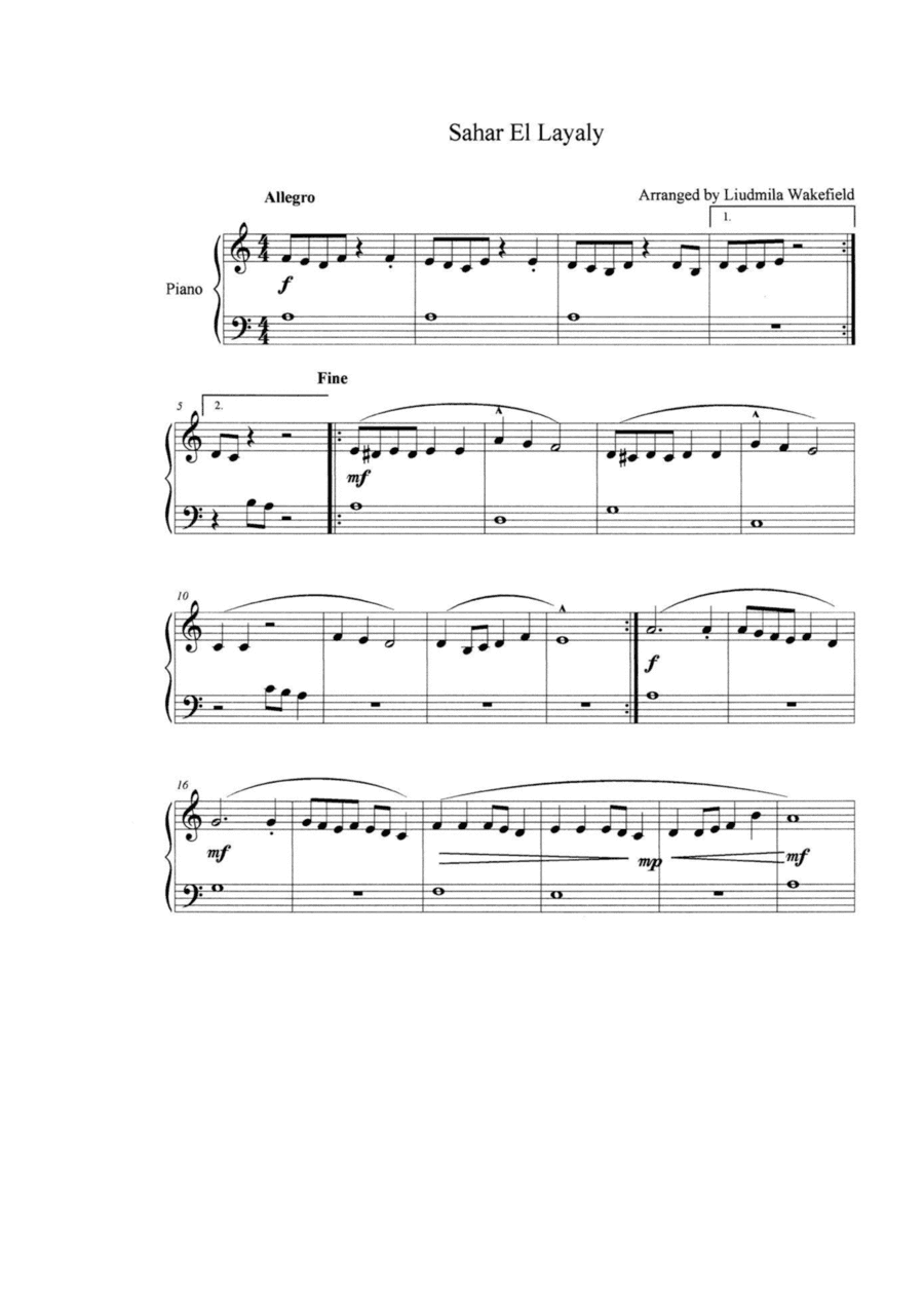 Sahar El Layaly (arr. Liudmila Wakefield)