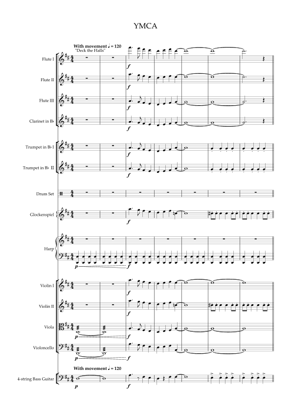 Christmassy YMCA - Score Only (arr. J Farrow)