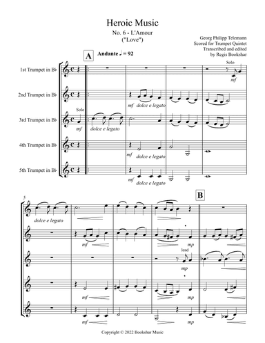 Heroic Music - No.   6. L'Amour (Bb) (Trumpet Quintet) (arr. Regis Bookshar)