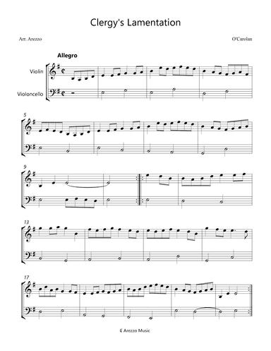 Clergy's Lamentation - Violin And Cello (arr. Arezzo Music)
