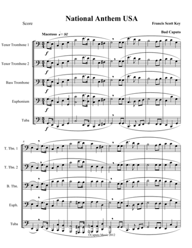 Low Brass-National Anthem USA and Trio National Emblem-Score (arr. Bud Caputo)