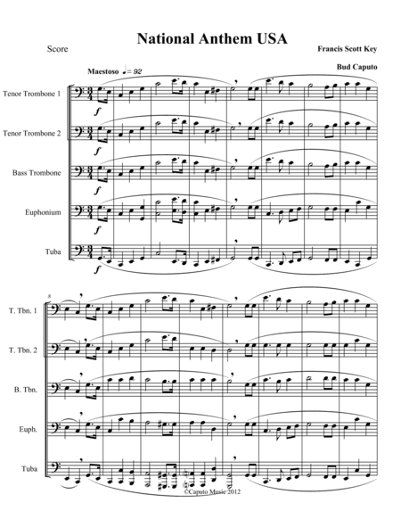 Low Brass-National Anthem USA and Trio National Emblem-Score (arr. Bud Caputo)