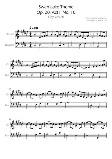 Swan Lake (theme) - Tchaikovsky - Bassoon and Clarinet Duet (arr. Ygor Nunes)