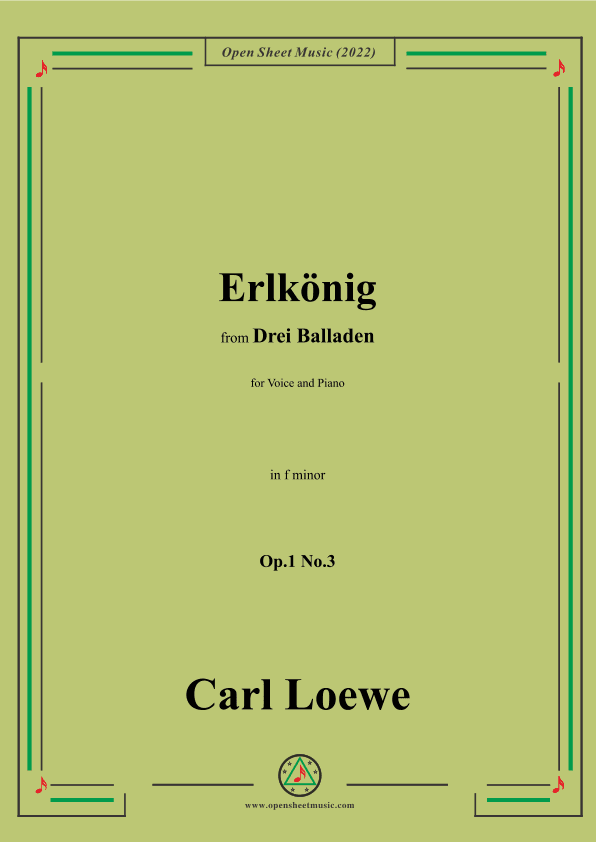 Loewe-Erlkonig,in f minor,Op.1 No.3,from Drei Balladen,for Voice and Piano (arr. OSM Press)