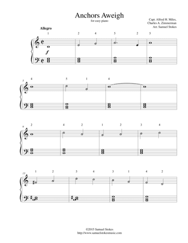 Anchors Aweigh - for easy piano (arr. Samuel Stokes)