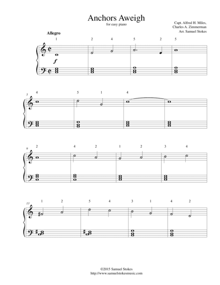 Anchors Aweigh - for easy piano (arr. Samuel Stokes)