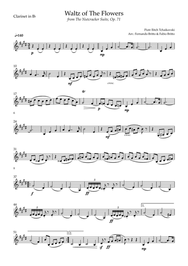 Waltz of The Flowers - from Nutcracker (P. I. Tchaikovsky) for Clarinet in Bb Solo (arr. Fabio Britto)