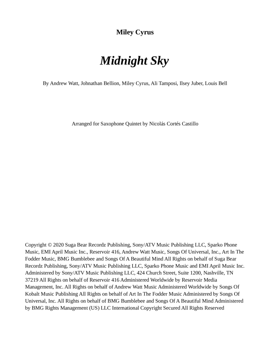 Midnight Sky (arr. Nicolás Cortés Castillo)