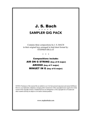 J. S. Bach Sampler Gig Pack - Three selections (Air On G String, Arioso & Minuet in G) arranged in l (arr. Stephen Bulat)