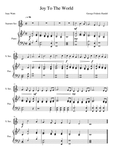 Joy To The World - Soprano Saxophone (arr. K J Rickells)