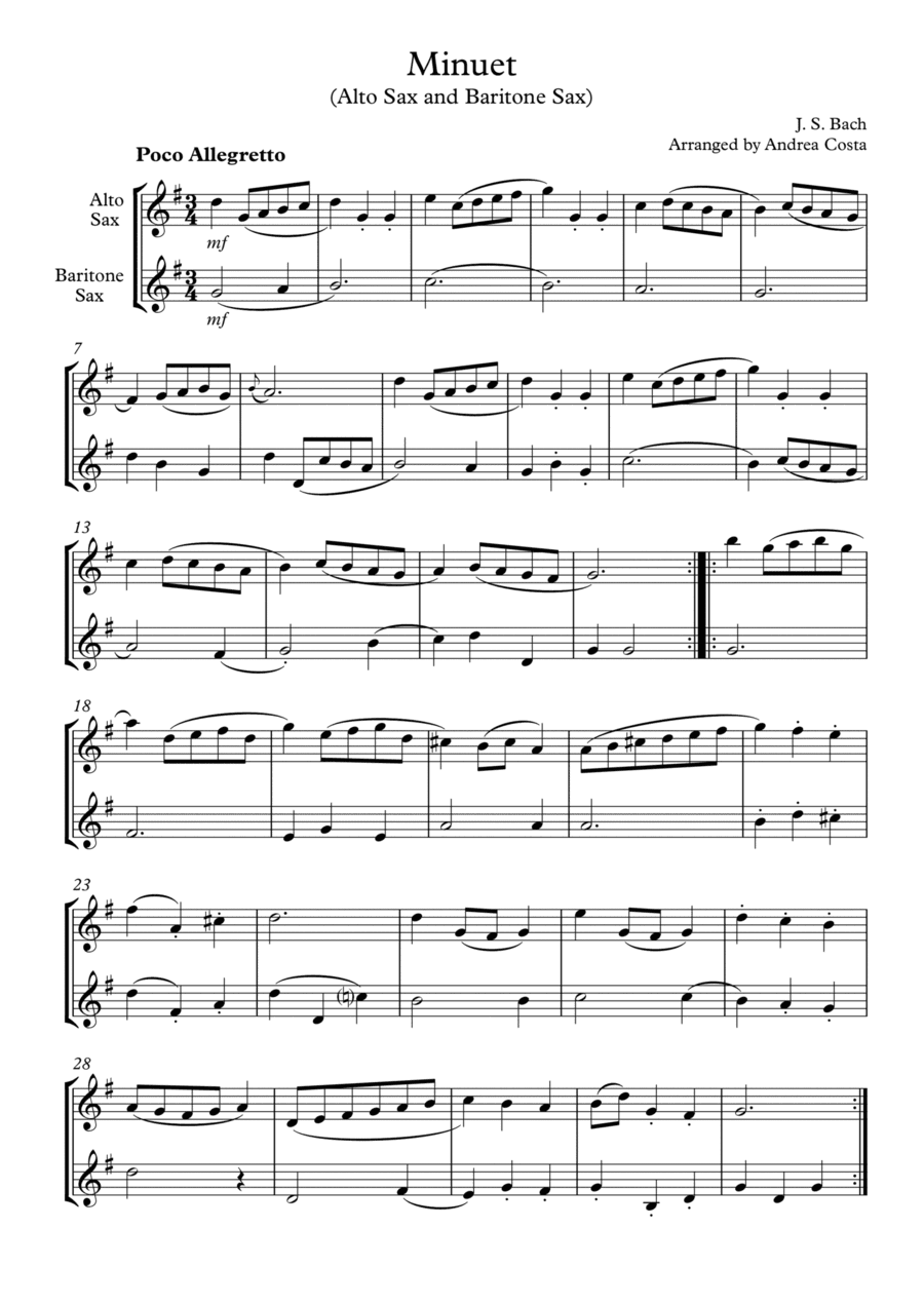 Minuet in G (arr. Andrea Costa)