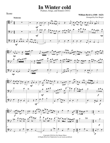 In Winter Cold for Trombone or Low Brass Trio (arr. Eric Burger Music)