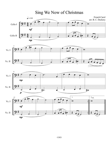 Sing We Now of Christmas (Cello Duet) (arr. B. C. Dockery)