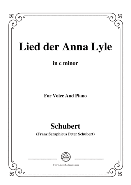 Schubert-Lied der Anna Lyle,Op.85 No.1,in c minor,for Voice&Piano (arr. MSM)