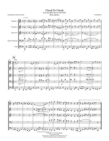 Cheek To Cheek (arr. Keith Gemmell)