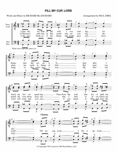 Fill My Cup, Lord (arr. Paul A. Jorg)