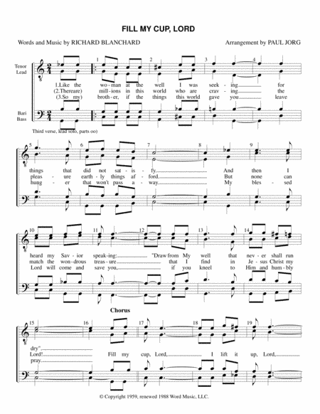 Fill My Cup, Lord (arr. Paul A. Jorg)