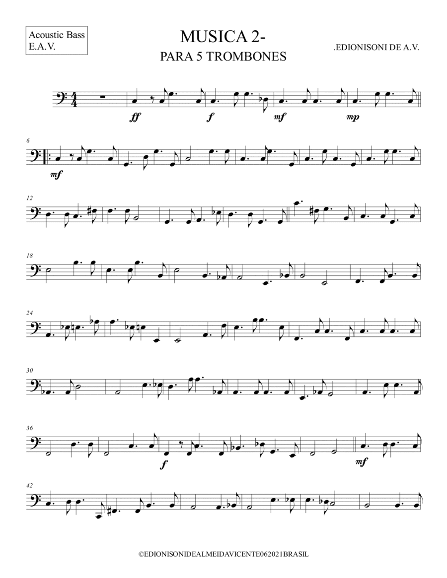 MUSICA 2 - PARA 5 TROMBONES- Acoustic Bass