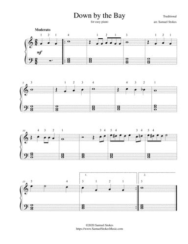 Down by the Bay - for easy piano (arr. Samuel Stokes)