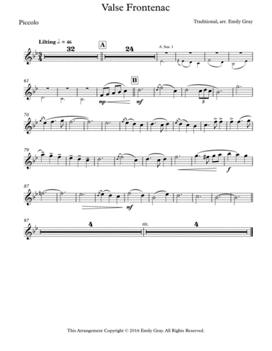 Valse Frontenac for Concert Band (Parts) (arr. Emily Gray)