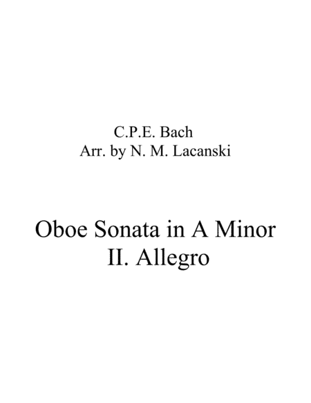 Sonata in A Minor for Oboe and String Quartet II. Allegro (arr. Nick Lacanski)