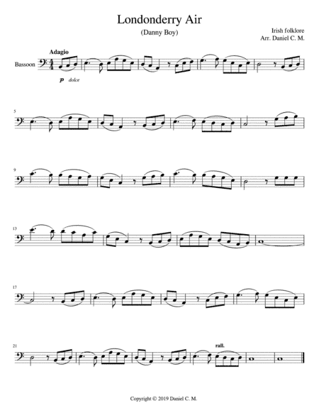 Danny Boy for bassoon and piano (arr. Daniel C. M.)