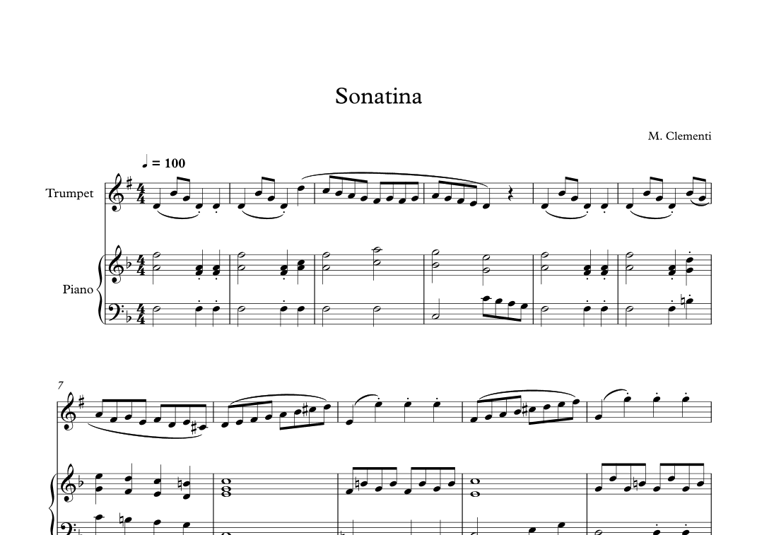 Sonatina (In C Major) - Muzio Clementi (Trumpet + Piano) (arr. Digital Book Music)