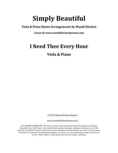 I Need Thee Every Hour Viola & Piano Duet (arr. Mandi Kitchen)