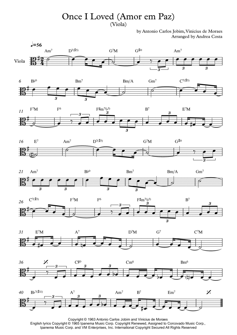 Once I Loved (amor Em Paz) (love In Peace) (arr. Andrea Costa)