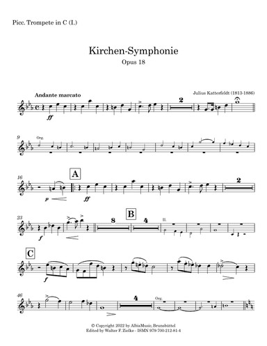 KIRCHEN-SYMPHONIE for organ and brassband, opus 18 (Parts)