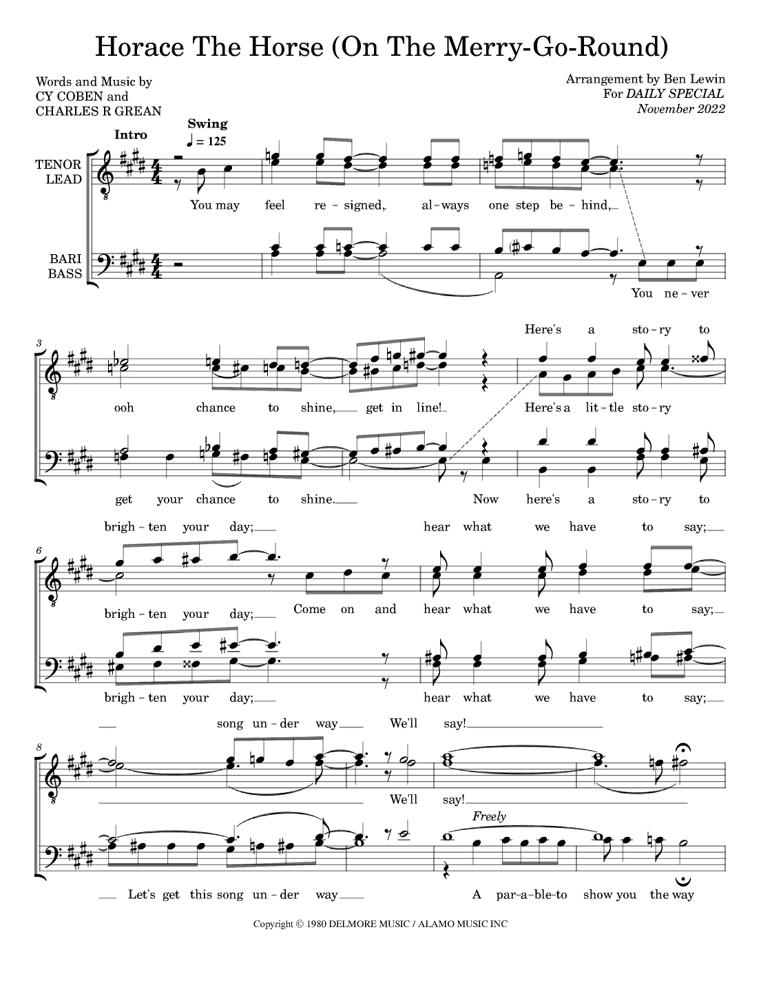 Horace The Horse (on The Merry-go-round) (arr. Ben Lewin)