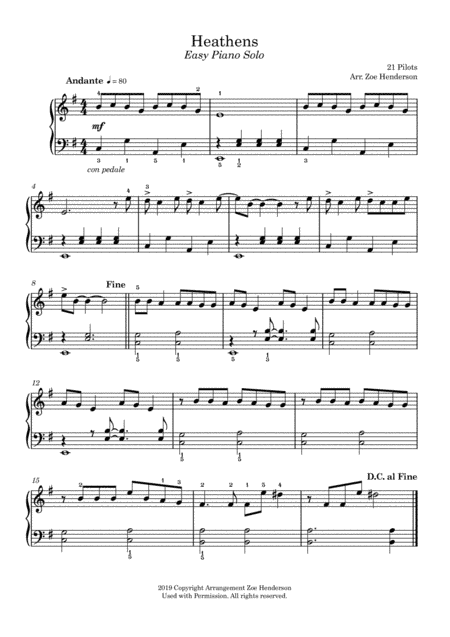 Heathens (arr. Zoe Henderson)