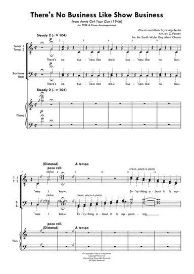 There's No Business Like Show Business (arr. Christopher Fossey (for the South Wales Gay Men's Chorus))