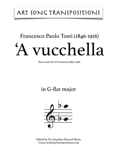 TOSTI: 'A vucchella (transposed to G-flat major) (arr. ArtSongTranspositions.com)