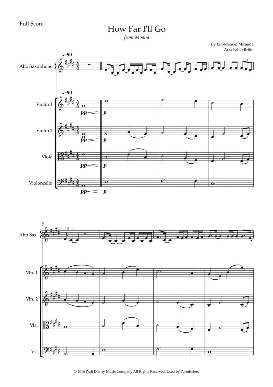 How Far I'll Go (arr. Fabio Britto)