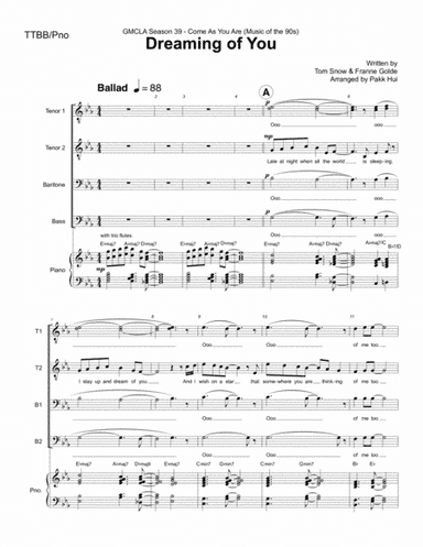Dreaming Of You (arr. Pakk Hui)
