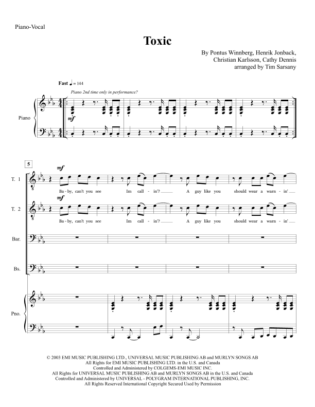 Toxic (arr. Tim Sarsany)